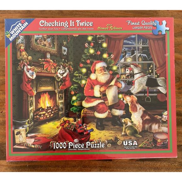 White Mountain Other - "Checking It Twice" Christmas White Mountain Puzzle 1000 Piece 24" x 30" NIB